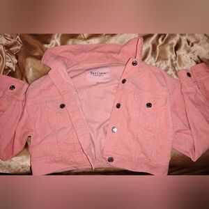 Juicy Couture Cropped Collared Blush Pink Corduroy Jacket